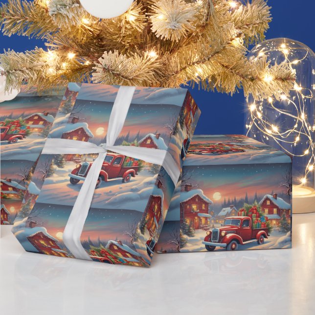 Papel De Regalo Camión de Navidades rojos con regalo (Vacaciones)
