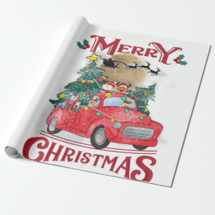 Papel De Regalo Camión de Santa Cruz Roja Vintage navideña