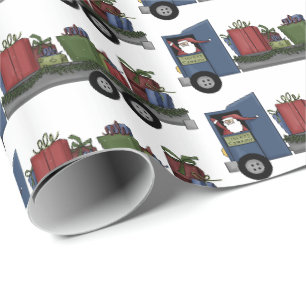 Papel De Regalo Camión de Santa del navidad que conduce el abrigo