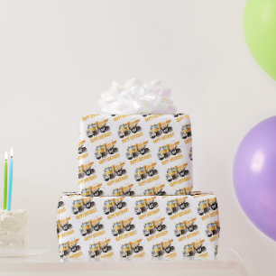 Papel De Regalo Camión de Volteo de Construcción Adorable Feliz Cu