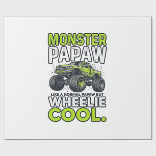Papel De Regalo Camión Monstruo Papá Wheelie Genial Divertido Dise