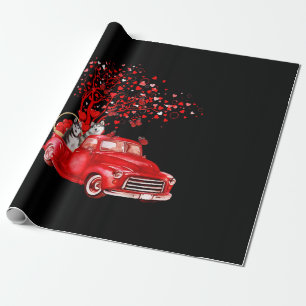 Papel De Regalo Camión Rojo Husky Riding  Corazón de mariposa de S