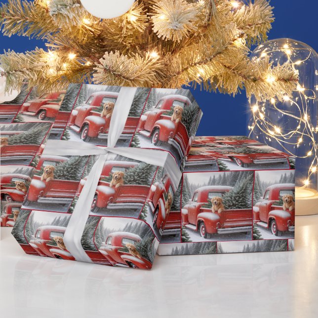 Papel De Regalo Camión Rojo navidades Con Tirador De Oro (Vacaciones)
