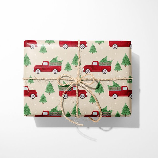 Papel De Regalo Camión Rojo Rústico Navidad (Subido por el creador)