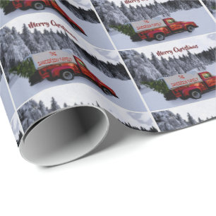 Papel De Regalo Camión rojo vintage Navidades personalizados