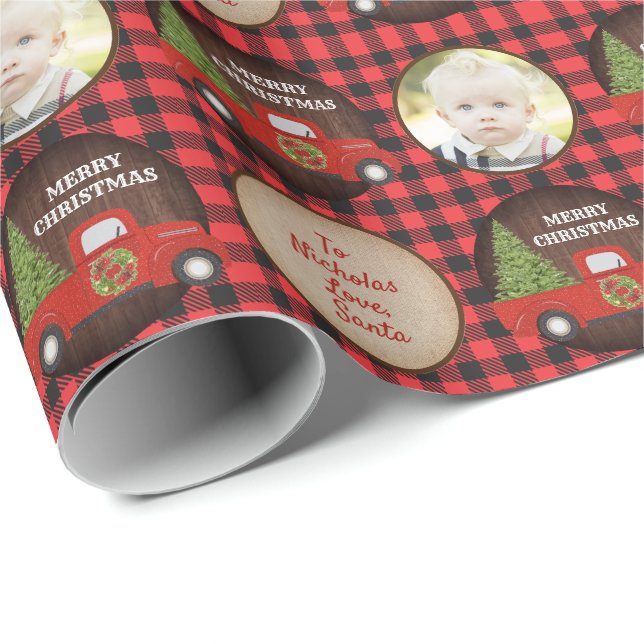 Papel De Regalo Camión rojo y Navidades fotográficos de búfalo de  (Esquina del rollo)