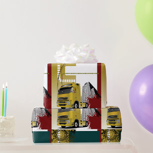 Papel De Regalo Camión Semirremolque Amarillo Urbano Silueta Urban