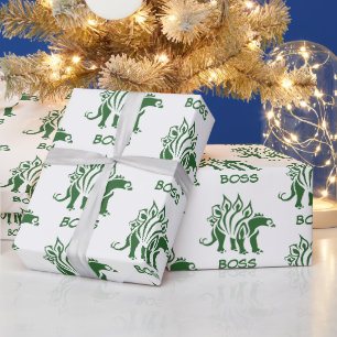 Papel De Regalo Camión verde Stegosaurus Dinosaurio