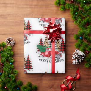 Papel De Regalo Camión y árboles de Feliz Navidad