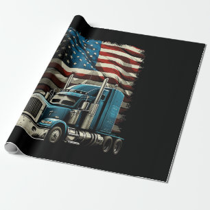 Papel De Regalo Camionero Bandera Estadounidense Para Camión Patri