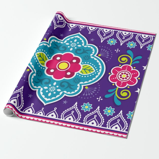 Papel De Regalo Camiones de arte indio y paquistaní sin fisuras (Desenrollado)