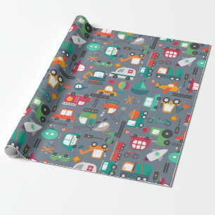 Papel De Regalo Camiones de automóviles Vehículos Patrón de niños