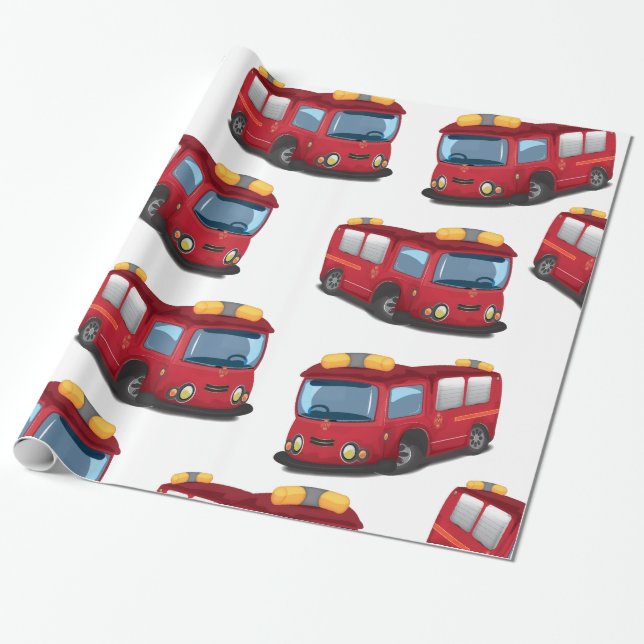 Papel De Regalo Camiones de bomberos (Desenrollado)