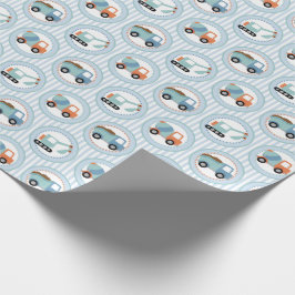 Papel De Regalo Camiones de construcción - Blanco azul lindo