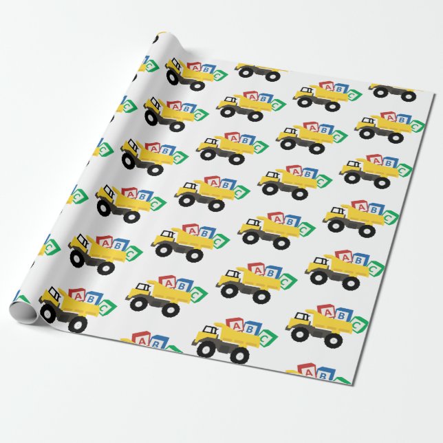 Papel De Regalo Camiones de construcción de camiones volcados ABC (Desenrollado)