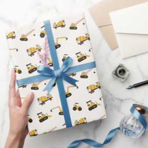 Papel De Regalo Camiones de construcción para niños