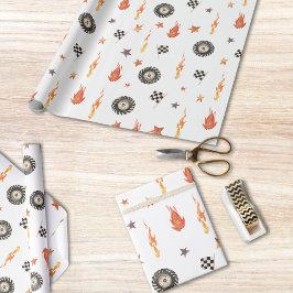 Papel De Regalo Camiones de niños modernos Carreras Cheques acuare