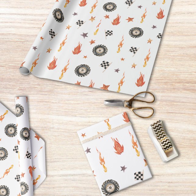 Papel De Regalo Camiones de niños modernos Carreras Cheques acuare (Subido por el creador)