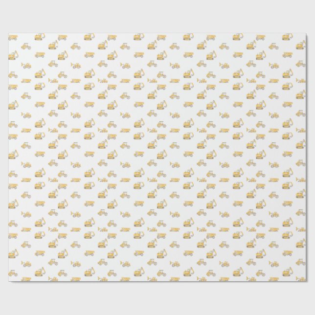 Papel De Regalo Camiones de Volteo de Cumpleaños de Construcción C (Superficie plana)