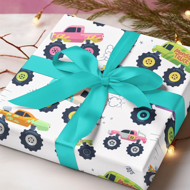 Papel De Regalo Camiones Monster Coches De Colorido Moderno (Subido por el creador)