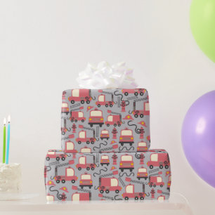 Papel De Regalo Camiones rojos Bomberos Bomberos Niños Vehículos d