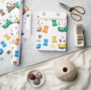 Papel De Regalo Camiones y papeleras de basura para reciclaje colo