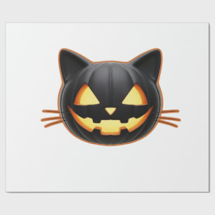 Papel De Regalo Camiseta clásica de emoji de Jack o'Lantern gato n