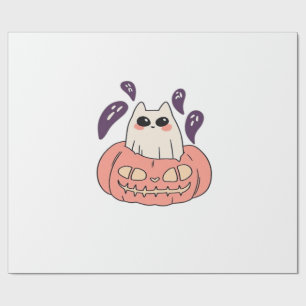 Papel De Regalo Camiseta clásica de Gatito fantasma en una calabaz
