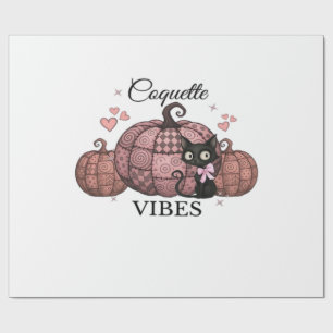 Papel De Regalo Camiseta clásica de gato calabaza rosa Coquette
