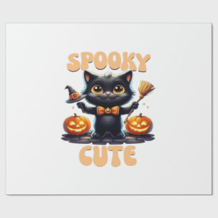 Papel De Regalo Camiseta clásica de gato negro lindo y espeluznant