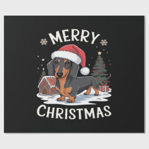 Papel De Regalo Camiseta clásica de Navidad alegre Dachshund