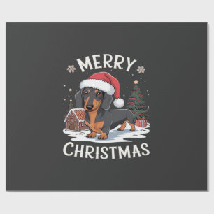 Papel De Regalo Camiseta clásica de Navidad alegre Dachshund
