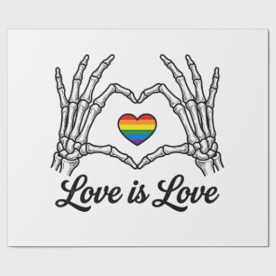 Papel De Regalo Camiseta Corazón Arcoíris Manos de Esqueleto El Am