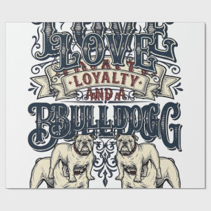 Papel De Regalo Camiseta de amor de Bulldog Grabado vintage cita d