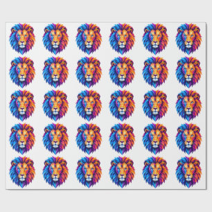 Papel De Regalo Camiseta de arte de león geométrico vibrante