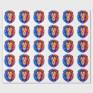 Papel De Regalo Camiseta de arte de león geométrico vibrante