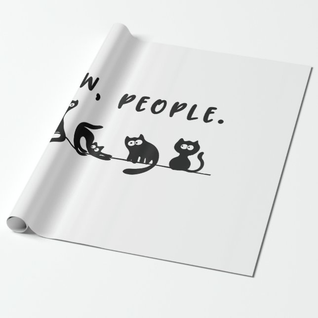 Papel De Regalo Camiseta de gato negro mujeres graciosas nuevas pe (Desenrollado)