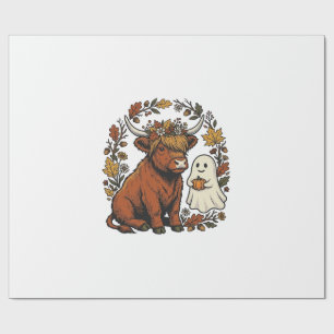 Papel De Regalo Camiseta de grabado vintage de fantasma de vaca de