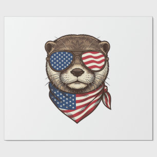 Papel De Regalo Camiseta de grabado vintage vector nutria patrióti