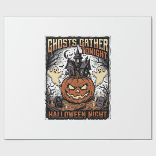 Papel De Regalo Camiseta de Halloween embrujada arte de calabaza f