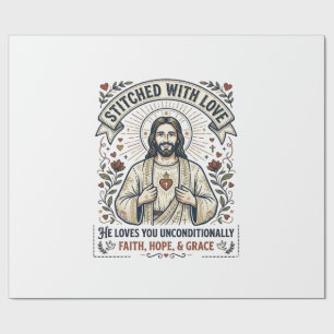 Papel De Regalo Camiseta de Jesús cosiendo edredones Gráfica crist