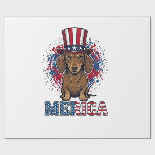 Papel De Regalo Camiseta de perro vintage Patriótica Dachshund Mer