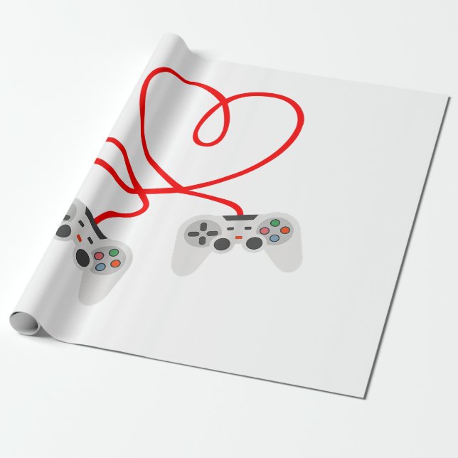 Papel De Regalo Camiseta Día de San Valentín de videojuegos con co (Desenrollado)