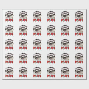 Papel De Regalo Camiseta Diseño de Grabado Vintage de T-Ball Poppy