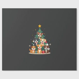 Papel De Regalo Camiseta divertida de perro de árbol de Navidad Pe