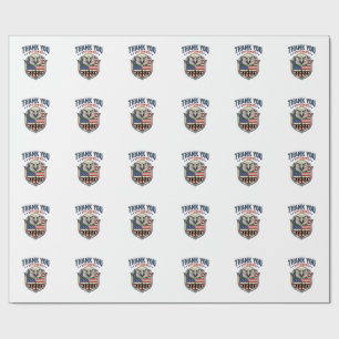 Papel De Regalo Camiseta Escudo de Águila Patriótica Gracias Veter