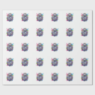 Papel De Regalo Camiseta Gráfica Divertida de Perezoso Colorido An