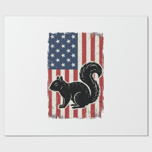 Papel De Regalo Camiseta Patriótica de Ardilla de Bandera American