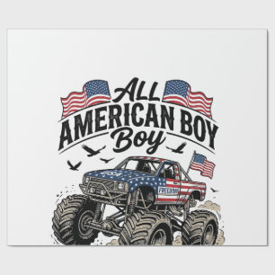 Papel De Regalo Camiseta Patriótica de Camión Monstruo para Chicos