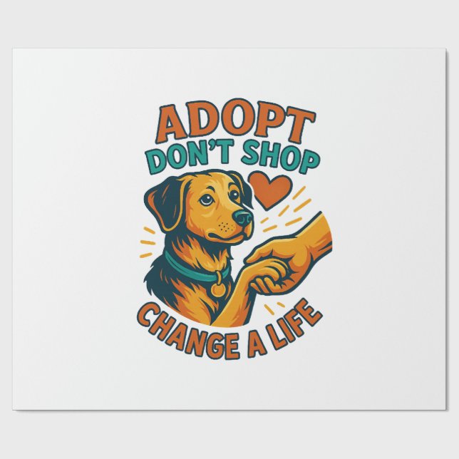 Papel De Regalo Camiseta Pet Adopt Love (Superficie plana)